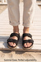 Lasola Double Buckle Adjustable Suede Textured Black Men's and Women's Slippers - Both Stitched and Adhesive - 2