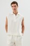 Ecru Lyocell Blend Crop Fit Sleeveless Men's Shirt