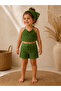 Girl's Khaki Green Hand Knitted Shorts Set with Bandana 3 Piece Summer Bohemian Set - 2
