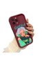iPhone 15 Pro Compatible Case Camera Protector Burgundy Silicone Couple Phone Case Girl Pattern - 3
