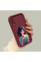 Samsung Galaxy A50S Compatible Case Camera Protector Burgundy Silicone Couple Phone Case Girl Pattern - 3