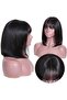 Brazilian Straight Human Hair None Lace Front Glueless Machinemade Short Bob Wigs for Women - 2