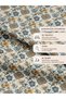 100% Cotton Satin Fabric 100X155 cm Cream Background Blue Mustard Flower Patterned Decorative Patchwork Fabric - 5