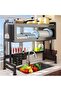 Kitchen Dish Cabinet Rack Dustproof Drain Rack with Cover Storage Kitchen Organizer Black