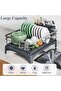 Black Stainless Steel Kitchen Dish Drying Rack Multi Angle Drainage Design Large Capacity Bowl Drain Rack Kitchen Countertop Organizer And Storage For Small Space Kitchen Essential Gadget - 4