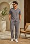 Rooy Wrinkled Crinkle Fabric Summer Lycra Men's Shirt and Pants Set