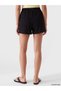 Vizyon New Season Black Women's Shorts with Elastic Waist and Textured Fabric - 4
