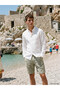 White Regular Fit Linen Blend Men's Shirt