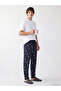 Navy Blue Regular Fit Printed Men's Pajama Bottoms - 2