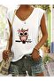 Women's Mix Printed V-Neck Sleeveless Regular Fit Comfortable T-Shirt