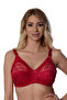 # Lace Bra Quality Stretchy Fabric Stylish Comfortable Polyamid Burgundy Lace Gathering Bra - 3