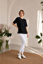 Black Crew Neck Basic Women's T-Shirt 100% Cotton Side Slits Short Sleeve Casual Comfortable Cut - 3
