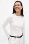 Women'S, White Color Long Sleeve Crew Neck T-Shirt & Blouse, Ribbed Camisole Fabric