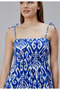 Patterned Cotton Long Summer Blue Patterned Women's Dress - Shoulder Tie Strap Gathered Gipeli Women's Comfortable Dress - 4