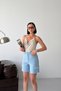 Women's High Waist Cotton Baby Blue Mini Denim Shorts - 4
