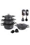 Life Smile 12-Piece Granite Cookware Set with Lids, Kitchen Tools & Silicone Gloves | Induction Compatible | 20cm (2.6L), 24cm (4.4L), 28cm (7.1L) Soup Pots & 26cm (3.6L) Shallow Pot