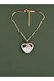Hello Kitty Heart Necklace White Enamel Embellished Pink Bow Gold Necklace - 3