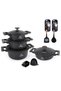 Life Smile 12-Piece Granite Cookware Set with Lids, Kitchen Tools & Silicone Gloves | Induction Compatible | 20cm (2.6L), 24cm (4.4L), 28cm (7.1L) Soup Pots & 26cm (3.6L) Shallow Pot