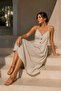Women's Beige Linen Blend Button-Down Midi Dress - 3