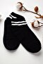 Women's Black Double Striped 6-Piece Booties Socks Set - Sports Short Socks - 2