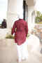 Burgundy Waist Tie Tunic Shirt - 4