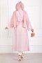 Gold Buttoned Lace-Up Long Kimono Pink - 5