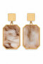 Marble Patterned Geometric Gold Color Dangle Earrings for Women |   Modern Stylish Design
