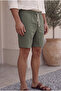 Men's Khaki Linen Muslin Fabric Look Woven Shorts Summer Twill Fabric - 8
