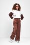 Unisex Brown Wide Leg Striped Parachute Sweatpants with Elastic Waist - 2