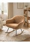 Modern Rocking Chair for Living Room, Bedroom and Office – Comfortable Upholstery, High Backrest with Lumbar Support, Extra Cushion, Solid Wood Legs, Supports up to 159 kg – Brown - 6