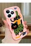 Realme Note 50 Compatible Case Camera Protector Pink Silicone Couple Phone Case Cat Pattern
