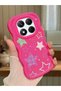 Redmi Note 14 Pro 4g Compatible Case Camera Protector Red Silicone Couple Phone Case Star Pattern