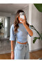 Blue Side Zipper Detailed Drawstring T-Shirt - 2Y261003