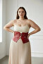 Plus Size Burgundy Women's Belt Corset Model Waist Shaper Leather - 7