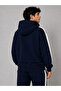 Men's Striped Detail Hooded Sweatshirt Navy Blue1 - 3