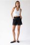 2189 Women's High Waist Floral Lace Lined Pleated Shorts Black - 3