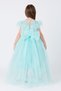 Girl's Evening Dress Feathered Three-Dimensional Floral Long Back Tulle Dress - Birthday, Party, Wedding, Graduation (8, 9, 10, 11, 12 Years) 35017Pr - 3