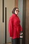 Women's Double Button Detailed Waist Tie Shirt Red - 3