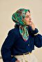 Twill Silk Scarf Floral Art Pattern Patina Green 90X90 - 4