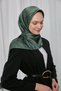 Polyester Blended Shiny Scarf Green Ethnic Patterned Shiny Textured 90X90