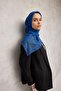 Cotton Polyester Soft Scarf Navy Blue Geometric Patterned Non-Slip Buckle 90X90 - 2