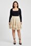 Women Textured Mini Skirt, Beige - 2