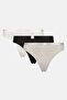 Women 3 Pack Plain Super Soft Cotton Thong Panty, Multicolor - 2