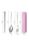 Multi-Compartment Spinner Lunch Box and Portable Stainless Steel Spoon, Fork, and Chopstick Utensil Combo - 8