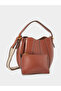 Brown Faux Leather Bucket Bag With Pouch