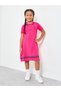 Girls Cotton Polo T-Shirt Dress With Striped Hem