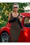 Women's Strappy Deep Round Neck Backless Midi Diver Dress - 3