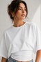 Women's White Crop T-Shirt with Batwing Sleeves and Waist Detail 88001 - 7