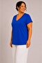 Women's Plus Size Casual Blouse - Front Back V-Neck Short Sleeve Blouse - 2