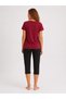 Women's Burgundy Printed Short-Sleeved Capri Pajama Set – Comfortable Fit Home Wear (P14-78) - 4